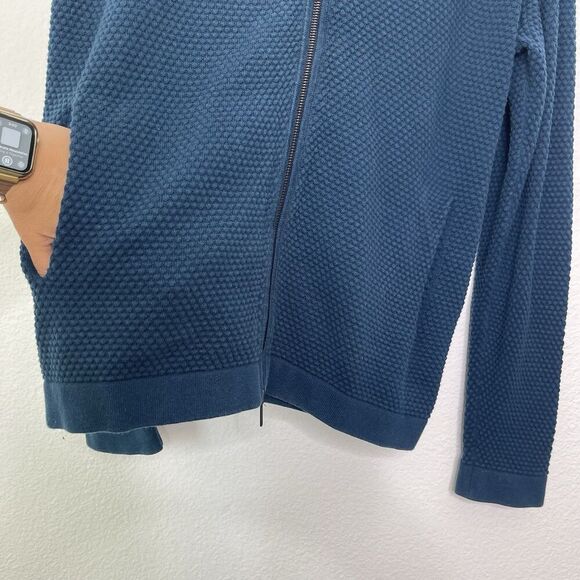 Theory Mens Zip Up Sweater Large Waffle Knit Udeval Breach Mock Neck Cardigan - Picture 6 of 11